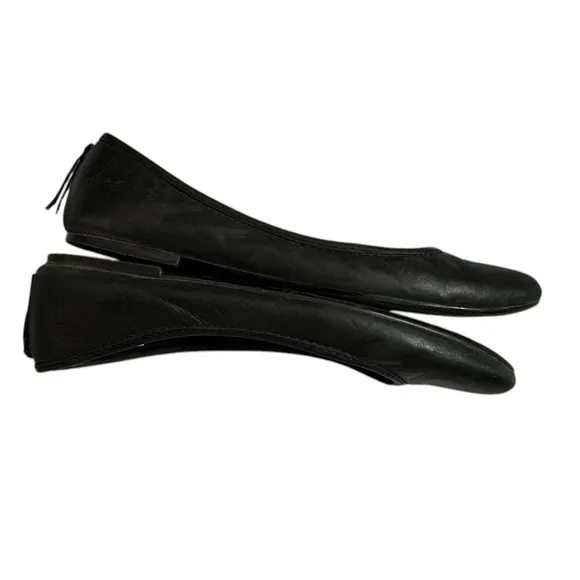 Frye Regina Point Toe Leather Ballet Flats in Black - Size 7.5