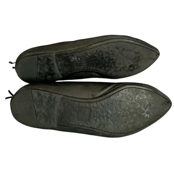 Frye Regina Point Toe Leather Ballet Flats in Black - Size 7.5