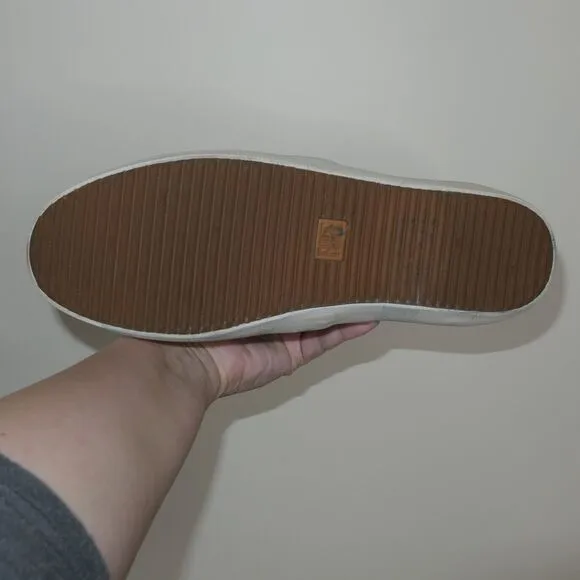 Frye Sz 10 Men's Slip On Brown Shoes White Sole Comfort Casual Flats EUC