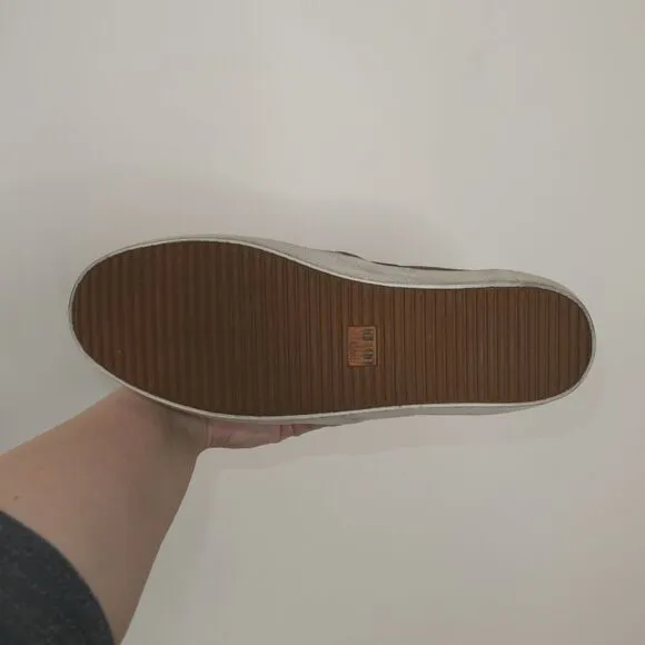 Frye Sz 10 Men's Slip On Brown Shoes White Sole Comfort Casual Flats EUC