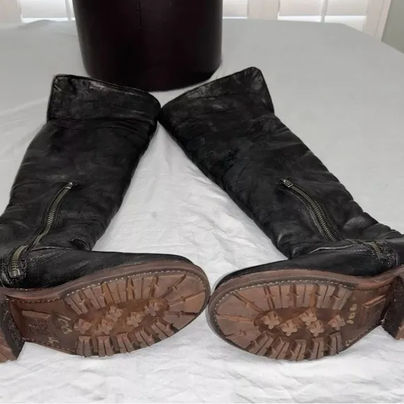 FRYE Valerie SHEARLING black Boots Women’s  8 B OTK Over-the-knee Fur Lined