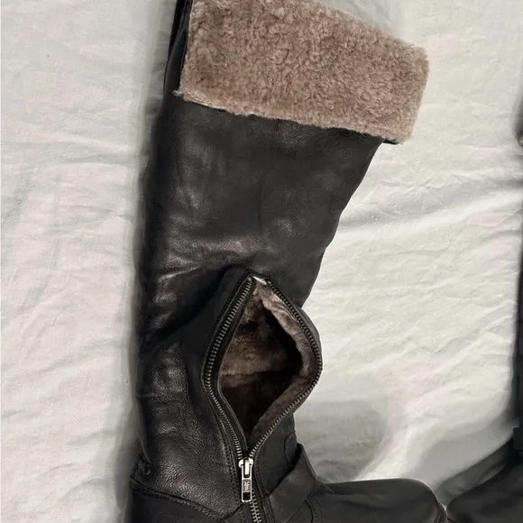 FRYE Valerie SHEARLING black Boots Women’s  8 B OTK Over-the-knee Fur Lined