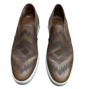 Frye Western / Aztec Slip On Loafers Brown Leather Size 12