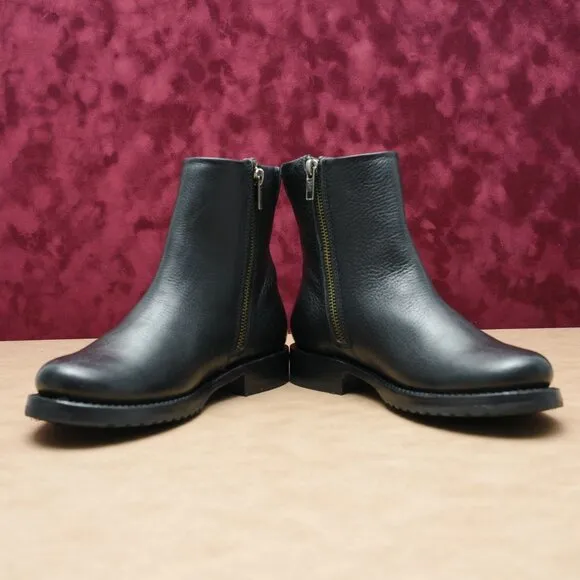 Frye Women Veronica Inside Zip Moto Black Leather Ankle Boots sz 6