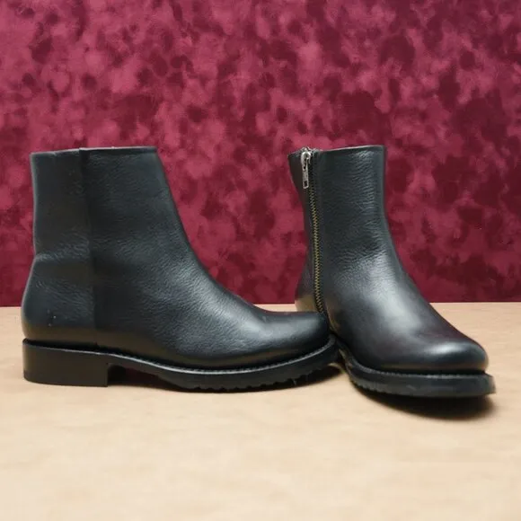 Frye Women Veronica Inside Zip Moto Black Leather Ankle Boots sz 6