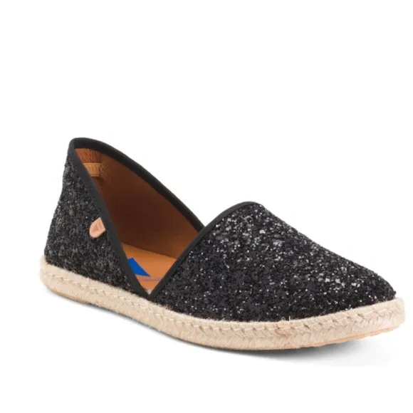 FUN VERBENAS Made In Spain Glitter Flat Espadrilles
