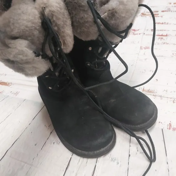 Fur trimmed UGG boots