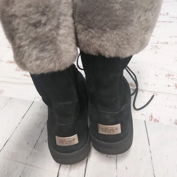 Fur trimmed UGG boots