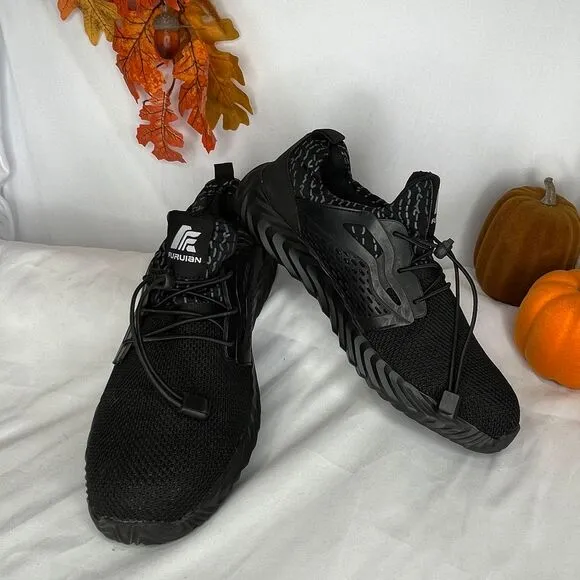 Furuian‎ Black Athletic Sneakers Breathable Mesh Comfort Running,  Size 39 / 8.5