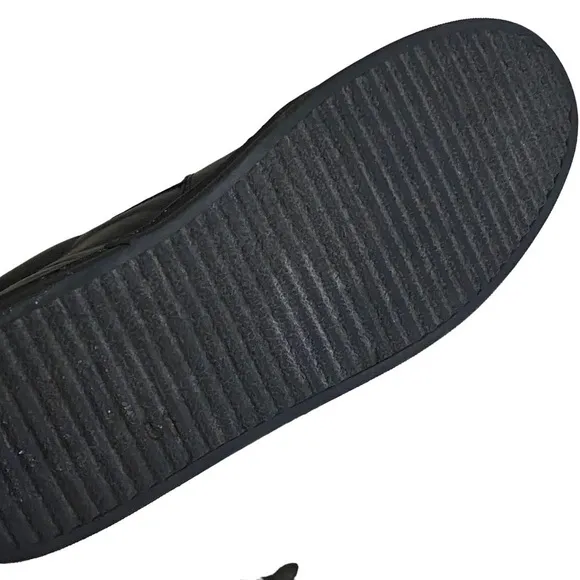 Gabriella Michel Black Leather Slip On Platform Sneakers Embroidered Siz…