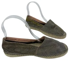 Gaimo Gold Espadrille Jute Flats Sz 8.5 Handcrafted Sparkle Fairy Earthy Spain