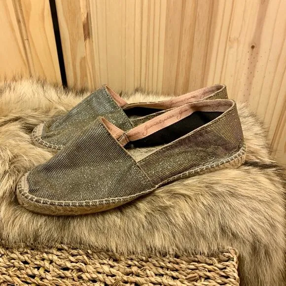 Gaimo Gold Espadrille Jute Flats Sz 8.5 Handcrafted Sparkle Fairy Earthy Spain