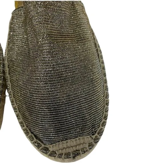 Gaimo Gold Espadrille Jute Flats Sz 8.5 Handcrafted Sparkle Fairy Earthy Spain