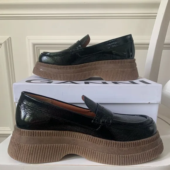 GANNI Creepers Wallaby Loafers NEW in Box sz 40 patent leather platform loafers