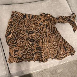 Ganni Flowy Black and Brown Zebra Print Mini Skirt