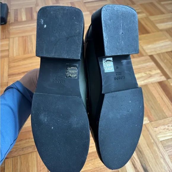 GANNI Green Leather Loafers