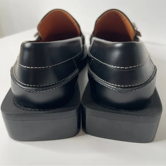 Ganni Leather Jeweled Loafers Black Size 37 NWOT