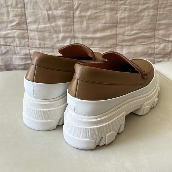 GANNI size 40 Calf Leather Chunky Loafers Platform Oxford