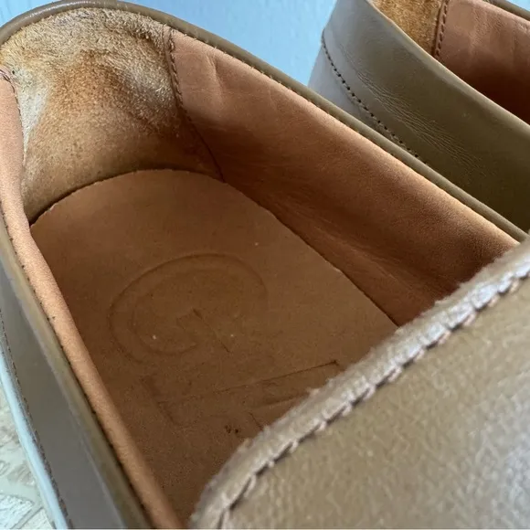 Ganni Tan Chunky Heel Penny Calf Leather Loafers Size 37/US 7