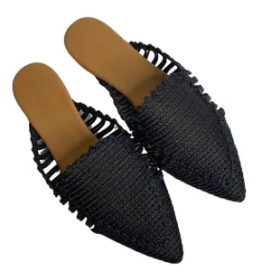 Garnet Hill Delia woven mules Slide On Pointed Toe Flats size 40