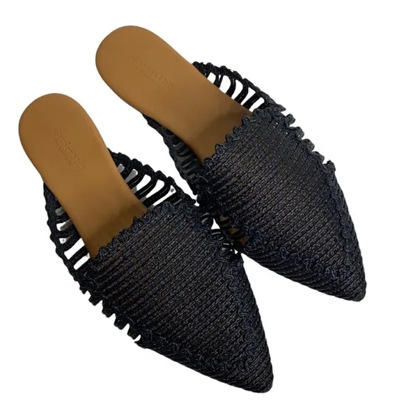 Garnet Hill Delia woven mules Slide On Pointed Toe Flats size 40