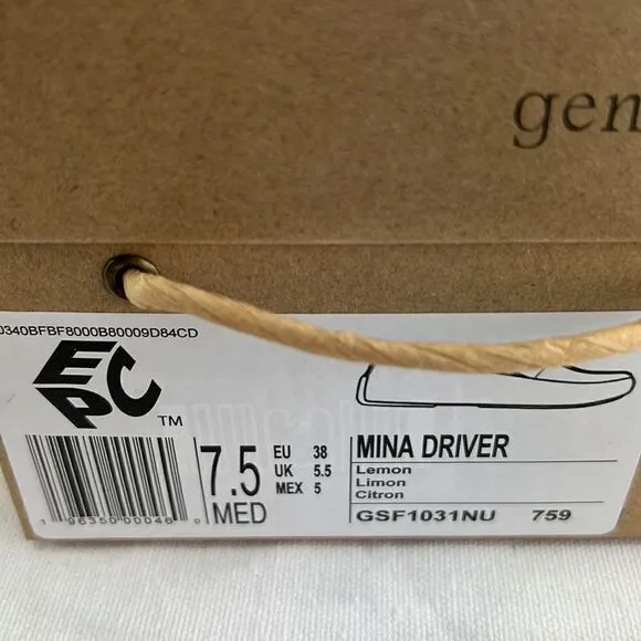 Gentle Souls By Kenneth Cole Mina Driver Loafer Flats- Lemon- Size 7.5 M- NIB
