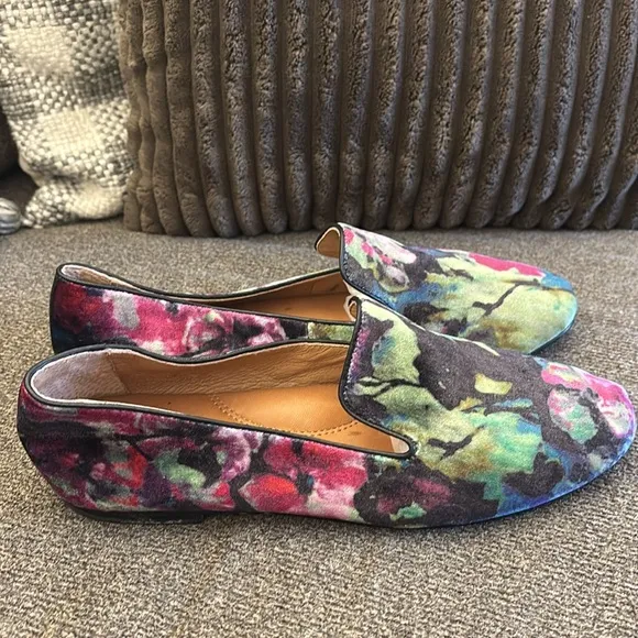 Gentle Souls Kenneth Cole Womens Eugene Loafer Pink Green Floral Velvet Size 8