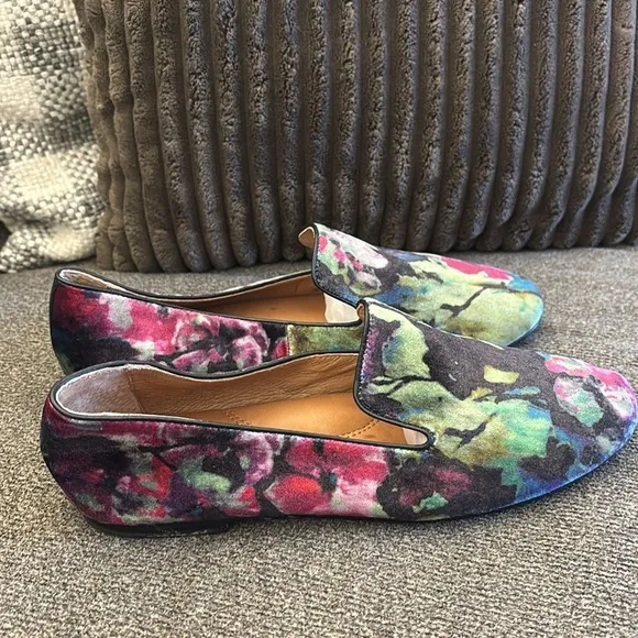 Gentle Souls Kenneth Cole Womens Eugene Loafer Pink Green Floral Velvet Size 8