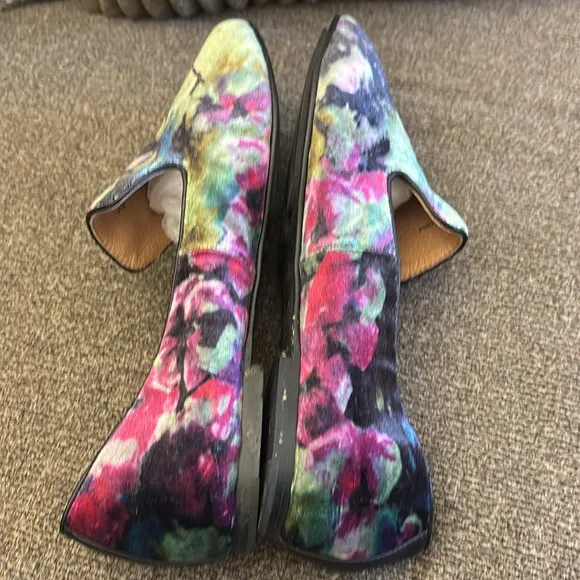 Gentle Souls Kenneth Cole Womens Eugene Loafer Pink Green Floral Velvet Size 8