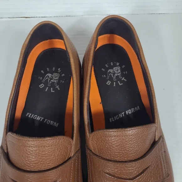 George Brown Bilt Men's Brown Leather‎ Penny Loafers Flight Form  Sz 10 M