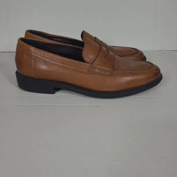 George Brown Bilt Men's Brown Leather‎ Penny Loafers Flight Form  Sz 10 M