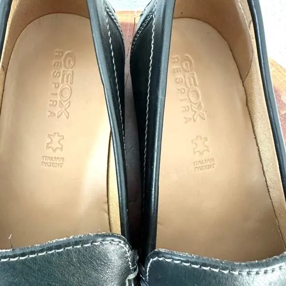 Geox Men’s Leather Loafers Slip-On, Italian Patent, Size 44, Excellent Condition