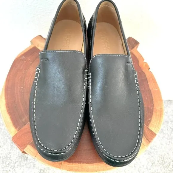 Geox Men’s Leather Loafers Slip-On, Italian Patent, Size 44, Excellent Condition