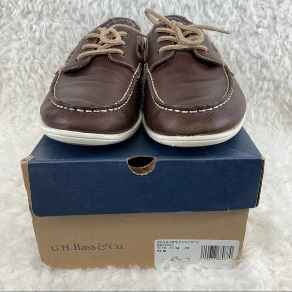 G.H. Bass &amp; Co. Men’s Greenporte Brown Leather Loafers 11