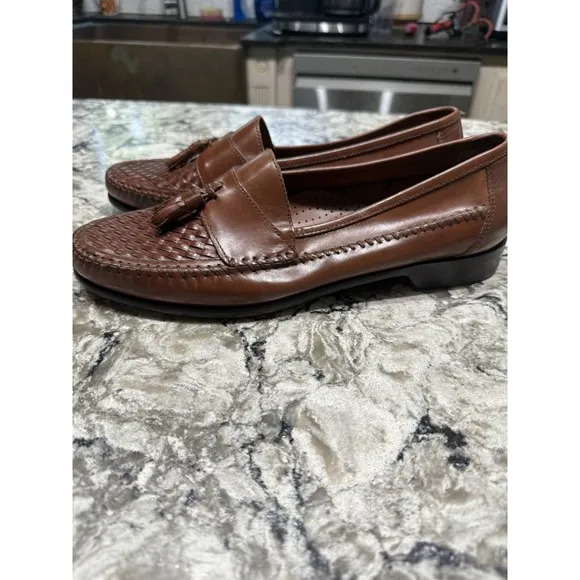G.H. BASS Sherman Tassel Woven Loafer Brown Leather Mens Sz 11 Made In Brazil