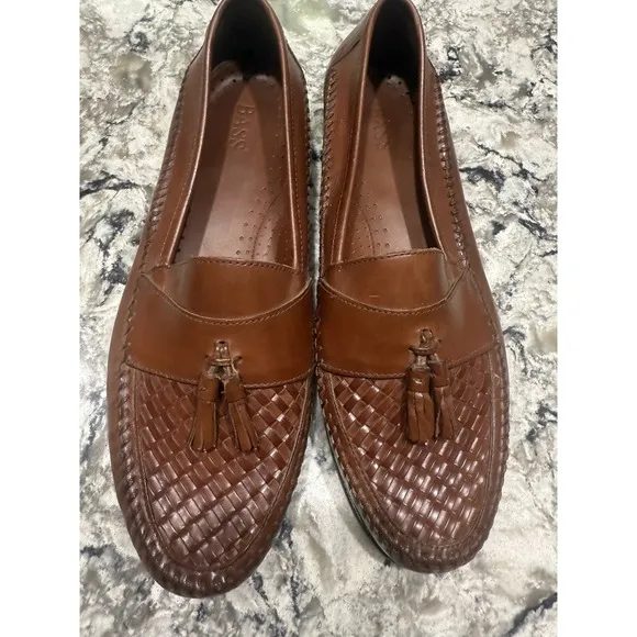 G.H. BASS Sherman Tassel Woven Loafer Brown Leather Mens Sz 11 Made In Brazil