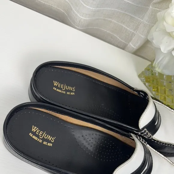 🌟GH Bass 🌟Weejuns, 🌟Black and White Leather Loafers, Women 9.5
