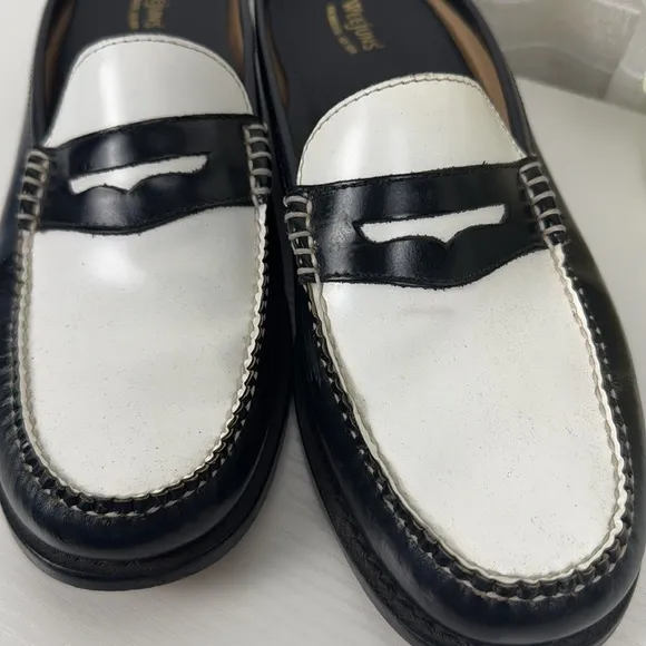 🌟GH Bass 🌟Weejuns, 🌟Black and White Leather Loafers, Women 9.5