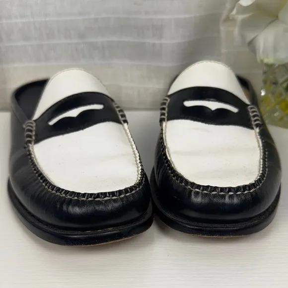 🌟GH Bass 🌟Weejuns, 🌟Black and White Leather Loafers, Women 9.5