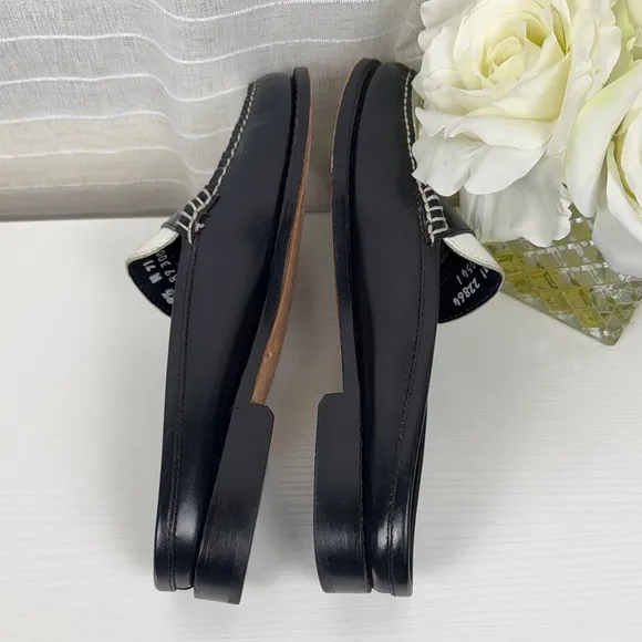 🌟GH Bass 🌟Weejuns, 🌟Black and White Leather Loafers, Women 9.5