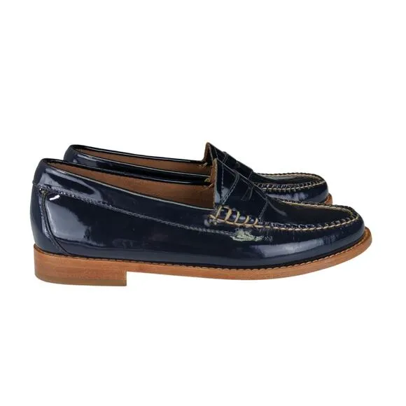 GH Bass Weejuns Whitney Penny Loafers Navy Blue Leather Women's Size 8 300317