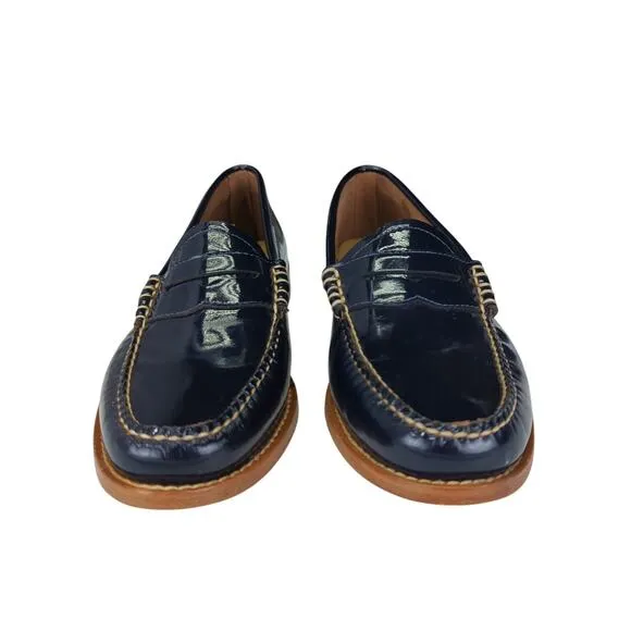 GH Bass Weejuns Whitney Penny Loafers Navy Blue Leather Women's Size 8 300317