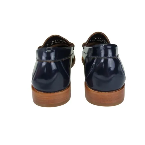 GH Bass Weejuns Whitney Penny Loafers Navy Blue Leather Women's Size 8 300317