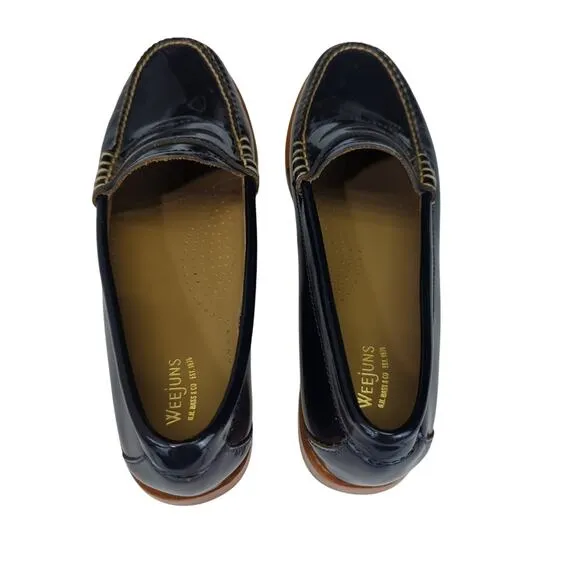 GH Bass Weejuns Whitney Penny Loafers Navy Blue Leather Women's Size 8 300317