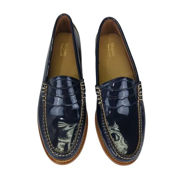 GH Bass Weejuns Whitney Penny Loafers Navy Blue Leather Women's Size 8 300317