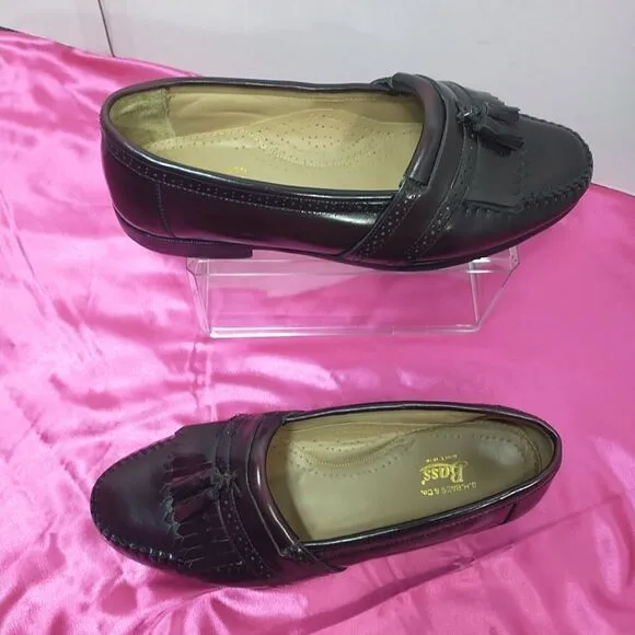 G.H. Bass Weejuns Logan Mens SZ 9.5E Red Leather Slip On Tassel Penny Loafers.