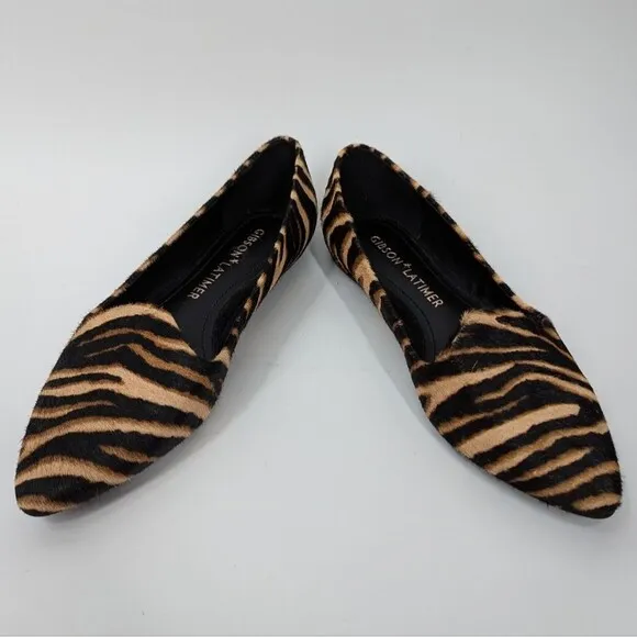 Gibson Latimer Tiger Print Stripes Calf Hair Pointed Toe Flats Loafers Size 7