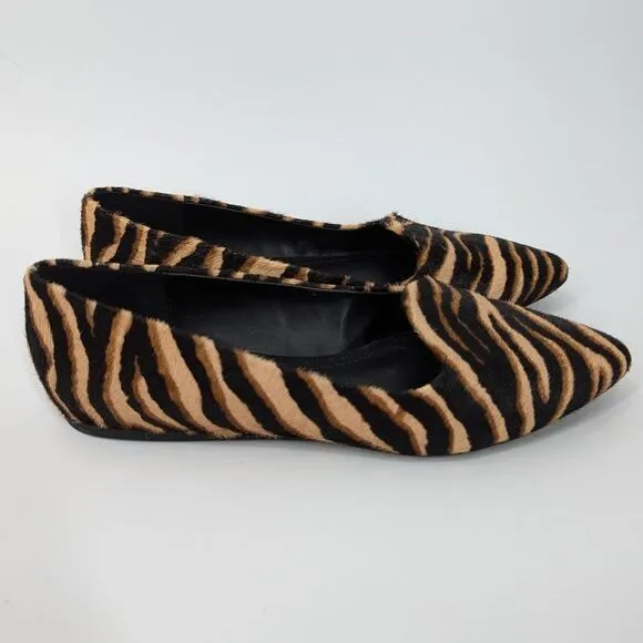 Gibson Latimer Tiger Print Stripes Calf Hair Pointed Toe Flats Loafers Size 7