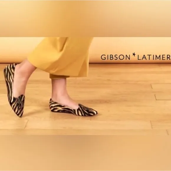 Gibson Latimer Tiger Print Stripes Calf Hair Pointed Toe Flats Loafers Size 7