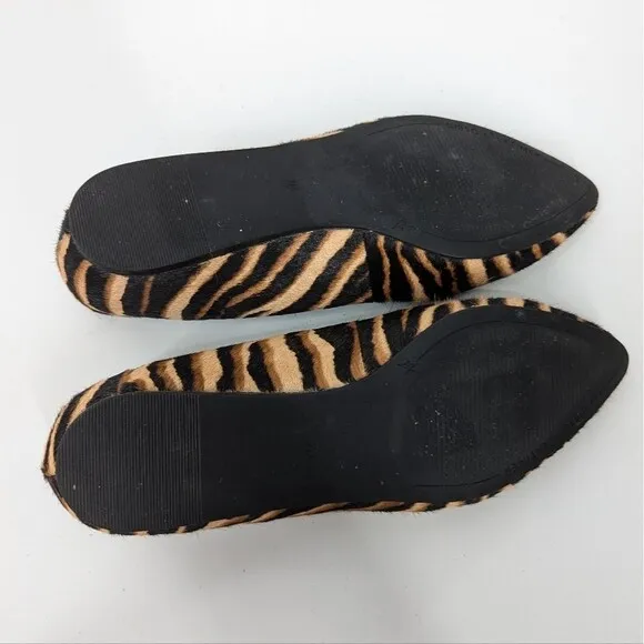 Gibson Latimer Tiger Print Stripes Calf Hair Pointed Toe Flats Loafers Size 7